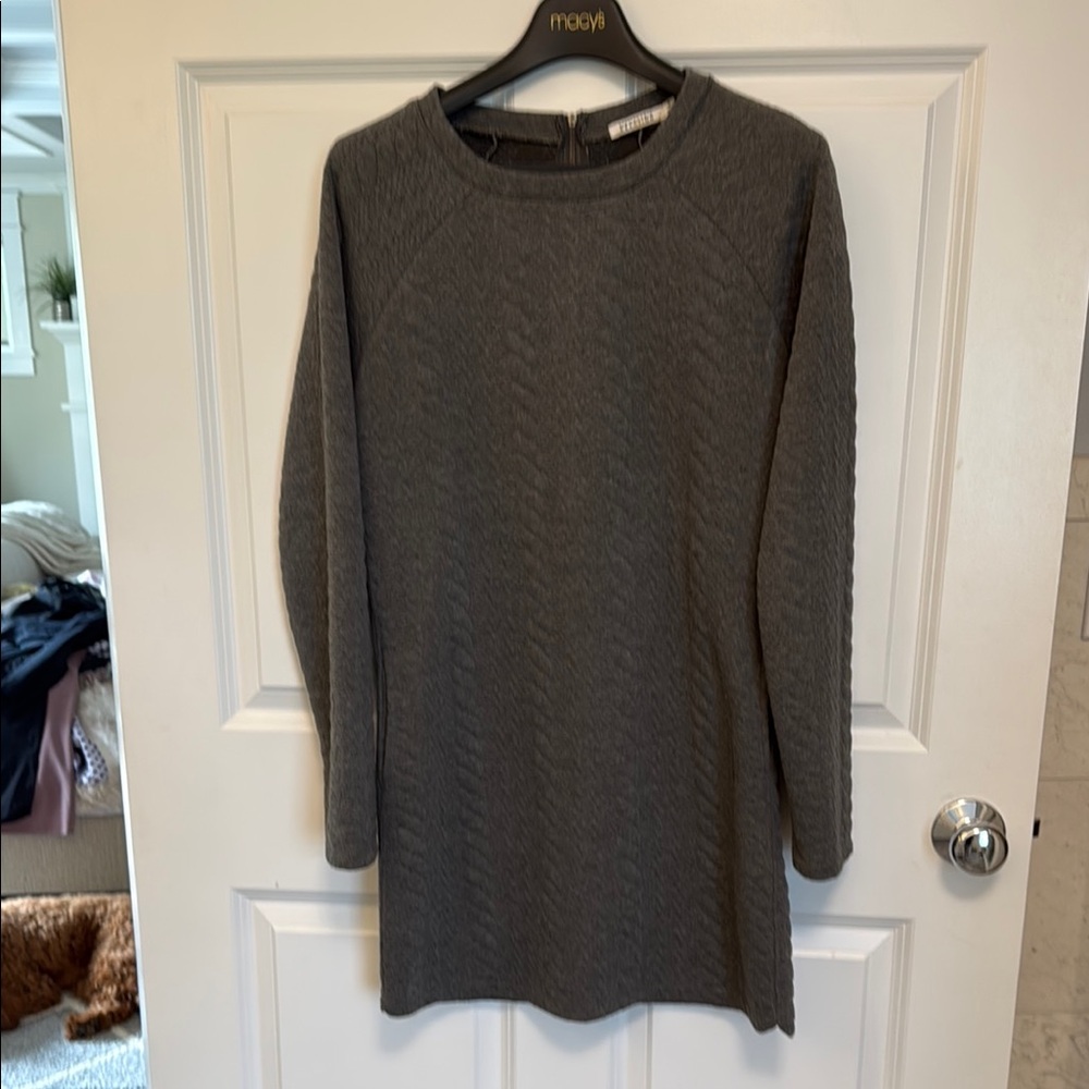 Gray Long Sleeve Sweater Dress